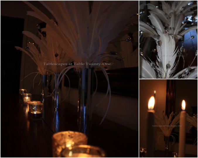 Buffet feathers & candle collage