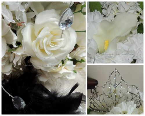 Tablescapes at Table Twenty-One - Breakfast at Tiffany's - Floral head bling, tiara collage